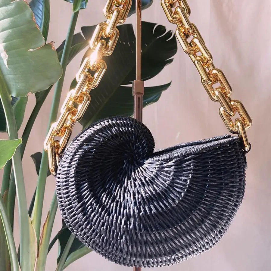 Woven Straw Shell Bag - RULACOUTURE 