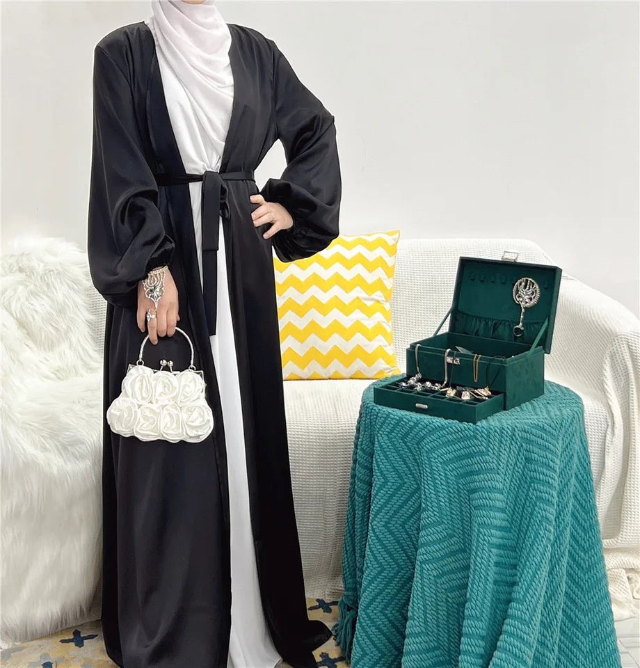 Satin Cuff Abaya - RULACOUTURE 