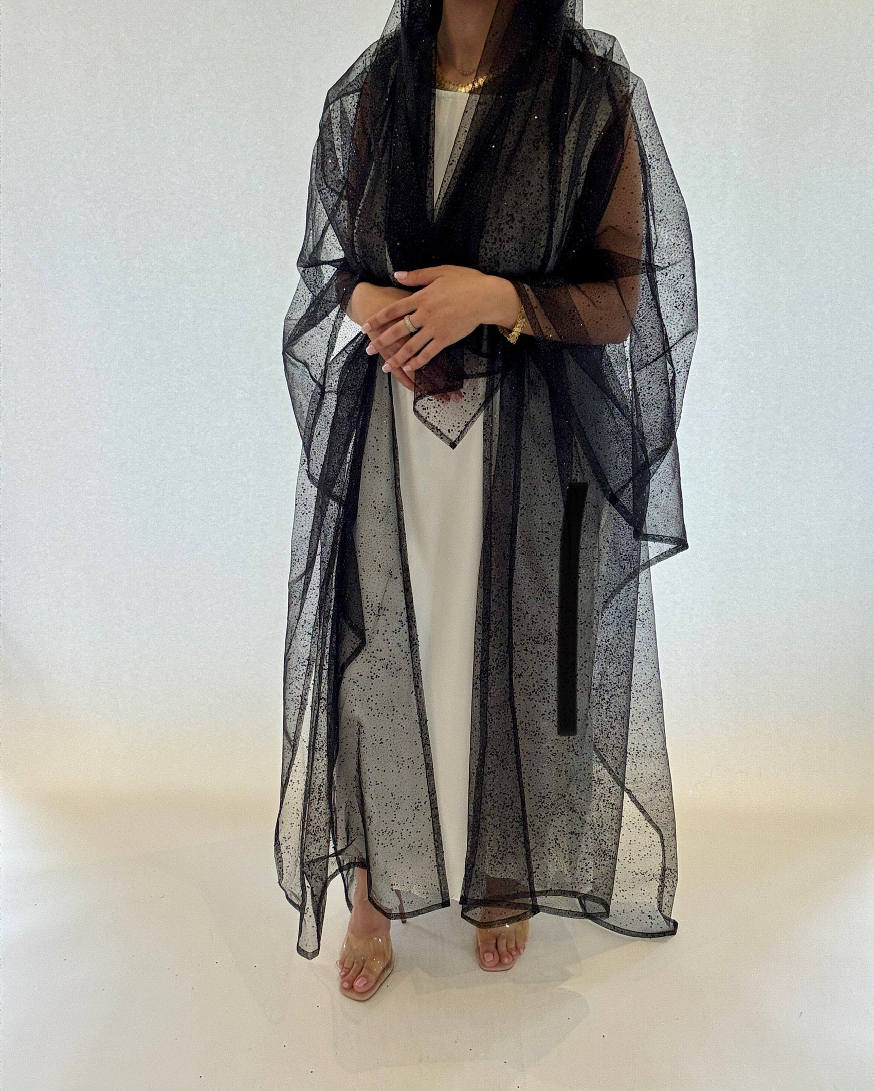 Black Luxe Sparkle Kaftan - RULACOUTURE 