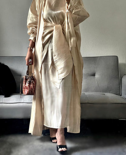 Three Piece Lama Abaya - RULACOUTURE 
