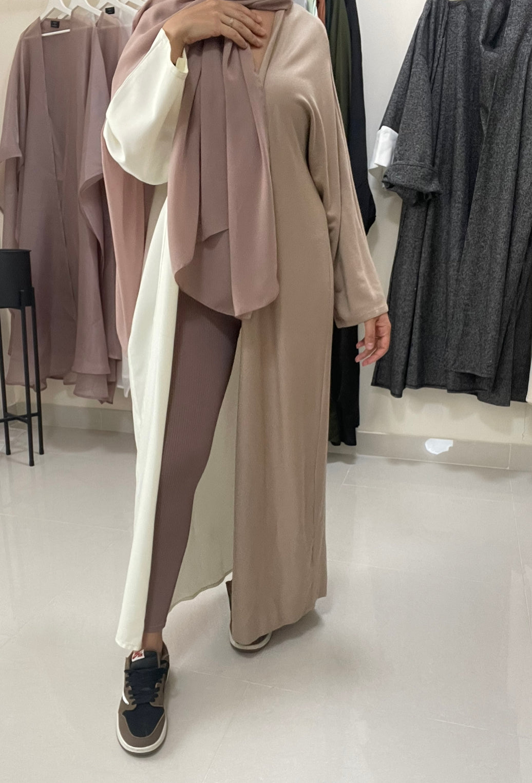 Two Tone Jacket Abaya - RULACOUTURE 